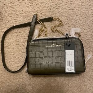 MARC JACOBS Crocodile  Spanish Moss Crossbody Purse Bag